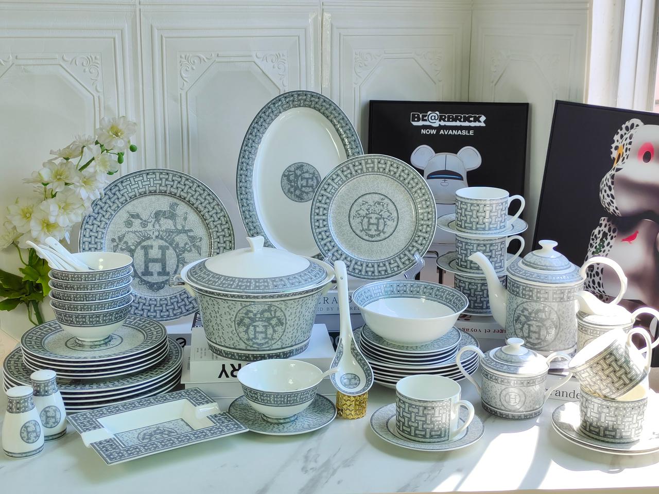 Hermes Silver Dinner set of 58 pieces for 6 people